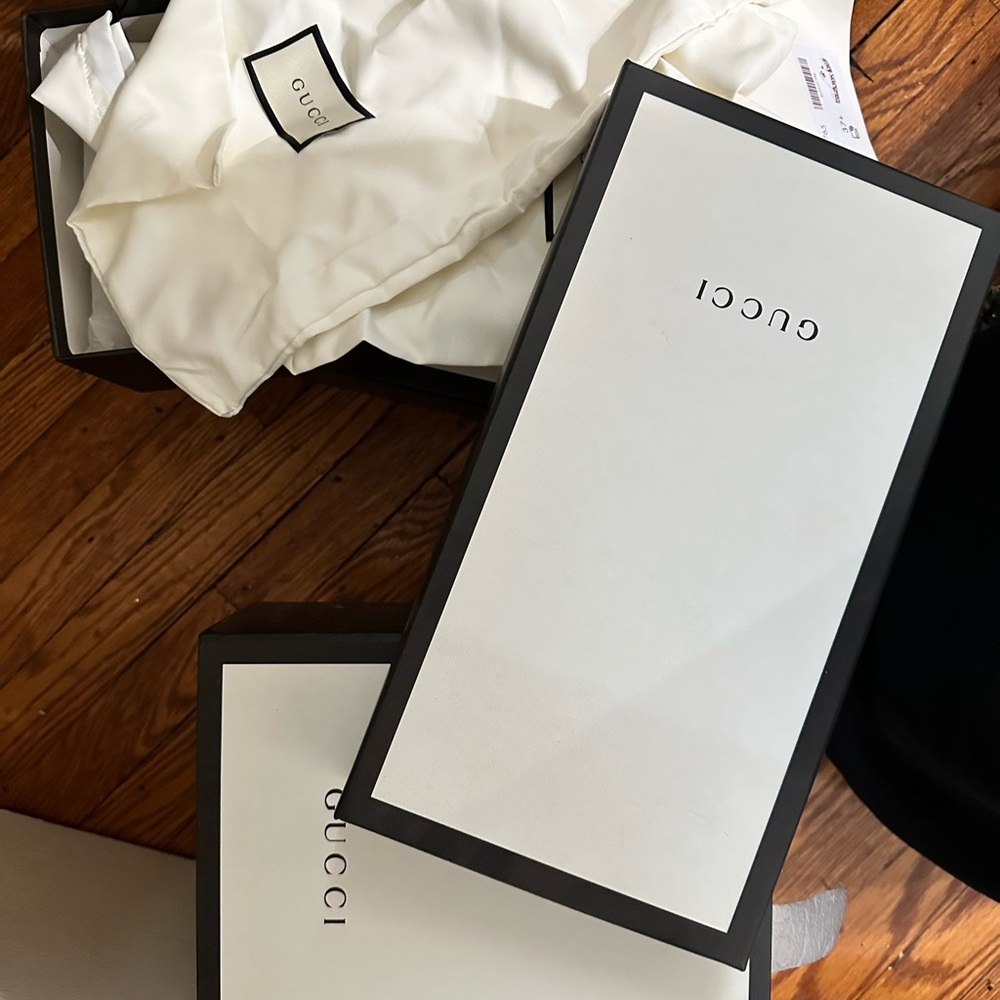 Gucci White and Black Signature Shoe Box with Dust Bag